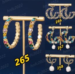 Hoop Double G-letter diamond studded colored diamond earrings show exaggerated Baroque retro palace Ear Rings Jewelry Accessories With Original Dust Bag Box Supply