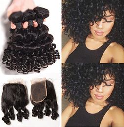 New Arrival 9A Mongolian Human Hair With Closure Aunty Funmi 3 Bundles With Closure Part Romance Curly Weaves With Closure6989929