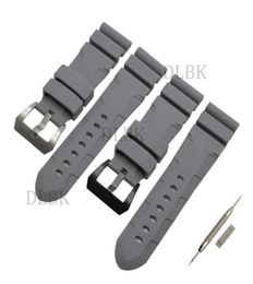 24mm 26mm Buckle 22mm Men Watch Band Gray Diving Silicone Rubber Sport Bracelet Strap Stainless Steel Buckle for Panerai LUMINOR291042506