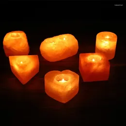 Candle Holders Himalayan Crystal Salt Lamp Candlestick Home Decoration Natural Original Stone Holder