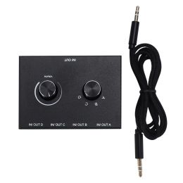 Accessories 4 Port Audio Switch, 3.5mm Audio Switcher, Stereo AUX Audio Selector, 4 Input 1Output/1Input 4 Output Audio Switcher Box