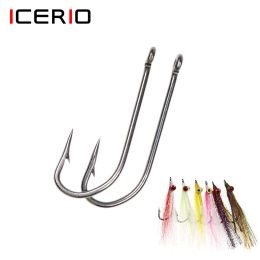 Accessories ICERIO 100PCS High Carbon Steel Barbed Hook O'shaughnessy Series Jig Hooks/Sea Kirby Ringed Hook Saltwater Fishing Hooks