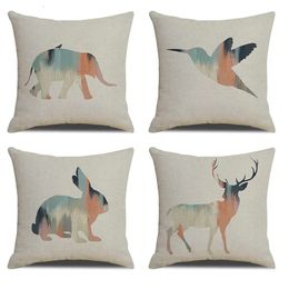 Throw Cotton Cushion Linen Pillow Cover 45*45cm Cartoon Animals Home Decor for Sofa Bed Pillows Covers Decorative Case s s ative