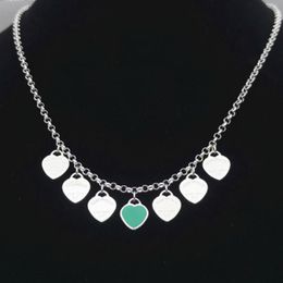 couple necklace women seven heart stainless steel blue green pink red pendant gifts for woman Accessories whole262s