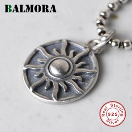 Pendants BALMORA Original 925 Pure Silver Sun Pendant For Women Vintage Silver Pendant Charm Jewellery Accessories Best Gift Without Chain