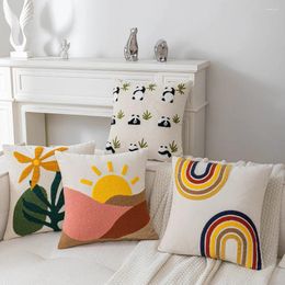 Pillow Cartoon Abstract Embroidery Cover 45 45cm Soft Velvet Decorative For Sofa Home Floor Throw Pillows Cases