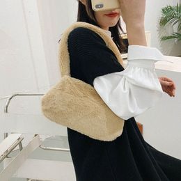simple All-match Korean Style Handbag Cow Print Shoulder Bags Fluffy Tote Bags Women Small Purses Plush Underarm Bags D765#