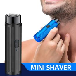 Shavers Men's Mini Electric Shaver Portable Automatic Razor Trimmer USB Rechargeable Razors Replacement Head Shaving Machine for Travel