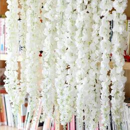 Decorative Flowers Specialty Wisteria Chlorophytum (3 Stems/piece) 140cm/55.12" Length Artificial Wisterias Vine For Wedding Centrepieces