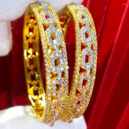 Hoop Earrings GODKI 44MM Luxury 3 Tone Geometry Cubic Zircon CZ Statement Big For Women Wedding DUBAI Bridal Earring 2024