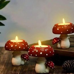 Candle Holders 1Pc Resin Holder Mushroom Set With Tea Scented Candles For Room Bathroom Decor Candlestick Home