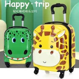 Luggage LeTrend 3D Cartoon Suitcases On Wheels Kids Dinosaur Rolling Luggage Set Spinner Trolley Children Travel Bag Student Cabin Trunk