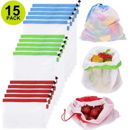Bags 3 Sizes Reusable Mesh Produce Bag Washable EcoFriendly Bags for Grocery Shopping Storage Fruit Vegetable Toys Sundries Bag