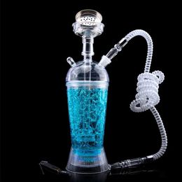 Smoking Pipes Arabian Hookah Set Blue Acrylic Single Hose Shisha With LED light Accessories For Birthday Gifts T240423