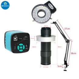 Lens 48MP 4K 1080P HDMI USB Industrial Video Digital Microscope Camera 1130X Zoom C Mount Lens Cantilever Stand for Repair Soldering