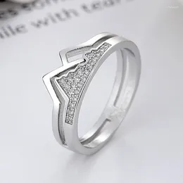 Cluster Rings Shan Hai Men's And Women's Pair Ring Silver Colour Zircon Fashion Personality Couple Festival Jewellery Accessories Gift