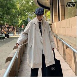 Men's Trench Coats Autumn Winter Mid-length Windbreaker Hong Kong Style Loose Large Size Over-the-knee Coat Korean Trendy Handsome