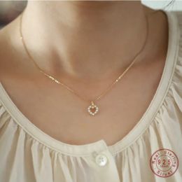 Necklaces 925 Sterling Silver Plated 14K Gold Shell Pearl Openwork Pendant Necklace for Women Girl Korean Sweet Cute Wedding Party Jewellery