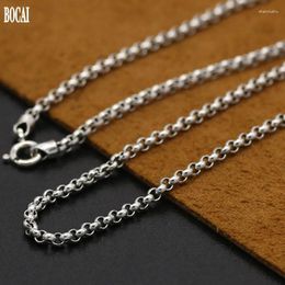 Chains Real S925 Pure Silver Jewellery Thai Necklace For Men And Women 3MM Circle 925 Women's Men's