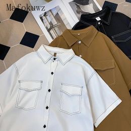 Men's Casual Shirts Japanese Retro Short-sleeved Shirt Handsome Loose High Street Personality Niche Half-sleeved Male Clothes