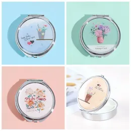 Storage Bottles Folding Round 3 Grid Metal Small Capacity Portable Handheld Mirror Dual Function Cartoon Jewellery Girl