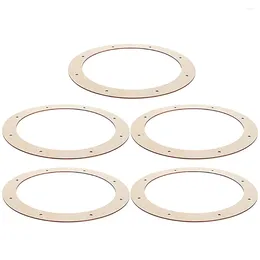 Decorative Flowers 5 Pcs Wooden Ring Christmas Halloween Wreath Frame DIY Holiday Wedding Garland Decoration (6pcs) Form Rack Forms