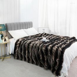 Blankets Luxury Faux Fur Very Warm Throw Blanket Fluffy Winter Sofa Thicken Bed Plaid Bedspread On The Gift For Christmas