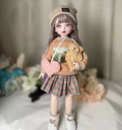 Dolls 30Cm 1/6 Doll Winter Dress Set 21 Movable Joint Makeup Cute Girl Brown Eyes with Fashionable New Skirt DIY Toy Gift