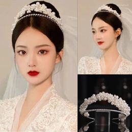 Headpieces Luxury Bridal Pearls Crystal Headband Wedding Flower Design Handmade Hair Accessories