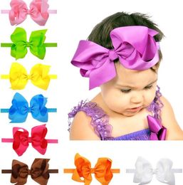 16 colors Baby Girls Stretch Bow Headbands Infant big bow hair band cute Hair Accessories 6 inches C17438700110