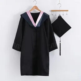 Clothing Sets 2024 Unisex Graduation Uniform Trencher Cap Dress School University Bachelor Costume Baccalaureate Gown