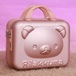 Bags 14inch 3D Bear Rilakkuma Storage Box Makeup Box Suitcase Portable Small with Lock Password Mini Luggage Make Up Storage Case
