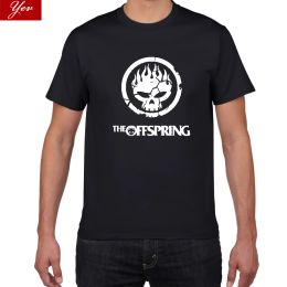 Shirts Flame Skull Head PUNK Tshirt men Hot New Popular The Offspring Skull punk Band Tshirt men Top Quality Cotton Tee Shirts men