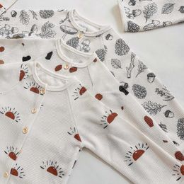 Clothing Sets Brand Baby Waffle Clothes Boys T Shirts Pants 2 Pcs Set Girls Sling Shorts Pyjamas Suit Children's Printed Wear Kids Homewear