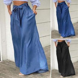 Women's Jeans 2024 Women Long Pants High Waist Fashion Belted Casual Loose Solid Streetwear Skirt