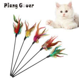 Toys 5pcs Feather Cat Teaser Stick with Bell Funny Wand Interactive Play Kittens Cat Toy Pet Accessories