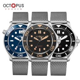 Kits Octopus Kraken 007 Watch For Men Vintage Watch Retro Luminous 300M Waterproof SW200 Movement Automatic Mechanical Diver Watches