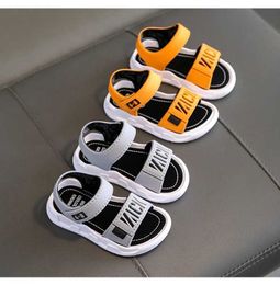 Sandals Children Sandals Students Non-slip Shoes Simple Generous Boys Girls Sandals Wear and Off Easy Soft Bottom Kids Casual Footwear Y240515EGAL