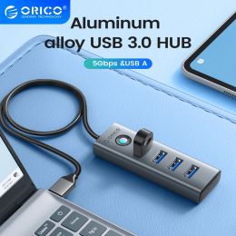 Hubs ORICO 4Port USB 3.0 HUB Aluminum Alloy Plug And Play Mini Socket hub/USB Splitter 4 Ports 5Gbps HighSpeed Transmission