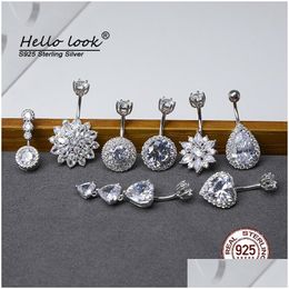 Nose Rings & Studs Hellolook 925 Sterling Sier Navel Piercing Luxury Zircon Belly Button Ring For Women Body Jewellery Drop Delivery Dh0Tj