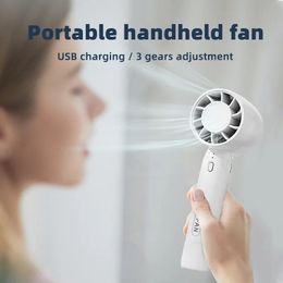 Small USB Rechargeable Fan Mini Handheld Cooler Charging Desktop Office Outdoor Dormitory Household Student Pink Portable 240416