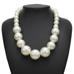 Necklaces MANILAI Imitation Pearl Choker Necklace For Women Big Beads Statement Necklace Jewelry Bride Party Fashion Beaded Accessories