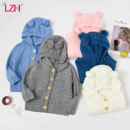 Coats LZH 2021 Autumn Infant Hooded Knitting Jacket For Baby Clothes Newborn Coat For Baby Boys Girl Jacket Winter Kids Outerwear Coat