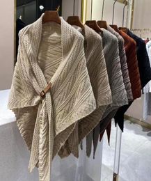 Scarves Autumn Knitted Shawl Women Casual Belt Buckle Triangular Scarf Fashion Solid Multiple Tie Wear Method Female Knit8642124