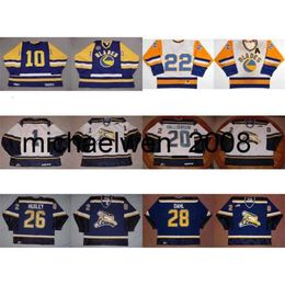 Kob Weng Custom WHL Saskatoon Blades 20 Derek Halldorson 26 Adam Huxley 28 John Dahl 10 Nobr 22 Kelly Chase Ice Hockey Jerseys Goalit Cut