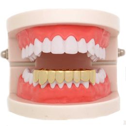 18k Electroplated Irregular Eight Teeth Smooth Lower Teeth Vampire Gold Teeth Hip Hop Teeth Grillz Halloween Jewellery