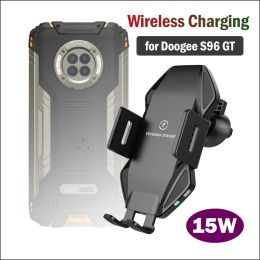 Chargers 15W Fast Car Wireless Charging Stand for DOOGEE S96 GT Car Phone Holder Qi Wireless Charger Pad for Doogee S96 GT