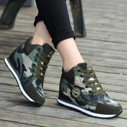 Casual Shoes Army Sneakers Women Fashion Woman Camouflage High Heels Wedge Height Increasing Drop