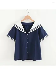 Women's Blouses Merry Pretty High Quality Mori Girls Summer JK Cotton Sailor Collar Short Sleeve White Navy Blue School Uniform Top
