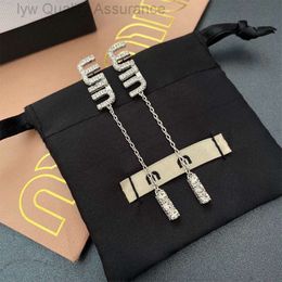 Luxury Mui Mui Earring Designer Earring for Woman Heart Earring Miao Family Letter Inlaid Diamond Flow Rate Earstuds S925 Silver Needle Earrings